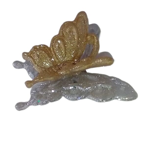 Glitter Gold Silver Butterfly Ornament Clip On Christmas Taiwan Plastic Crafts - Picture 11 of 15
